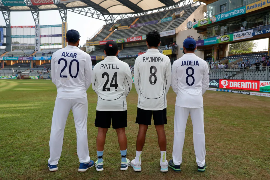  In sync: Axar, Patel, Ravindra and Jadeja pose for hilarious photo