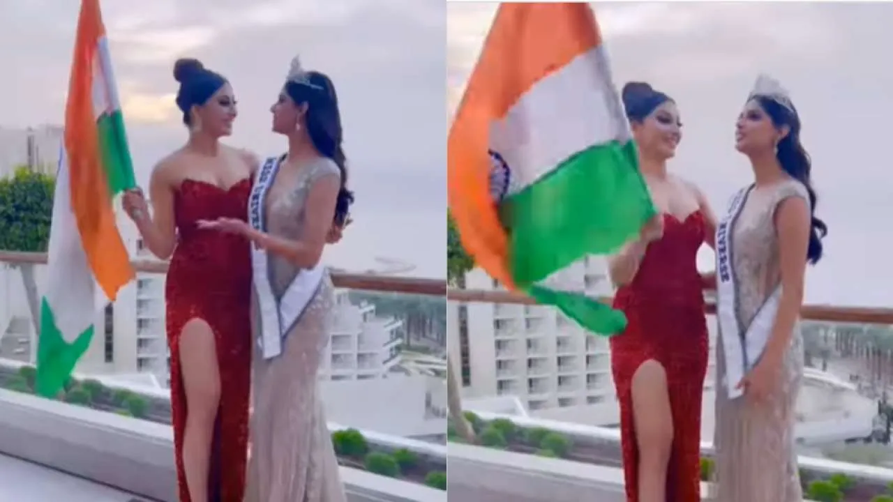  Watch: Actress Urvashi Rautela and newly crowned Miss Universe Harnaaz Sandhu celebrate historic win