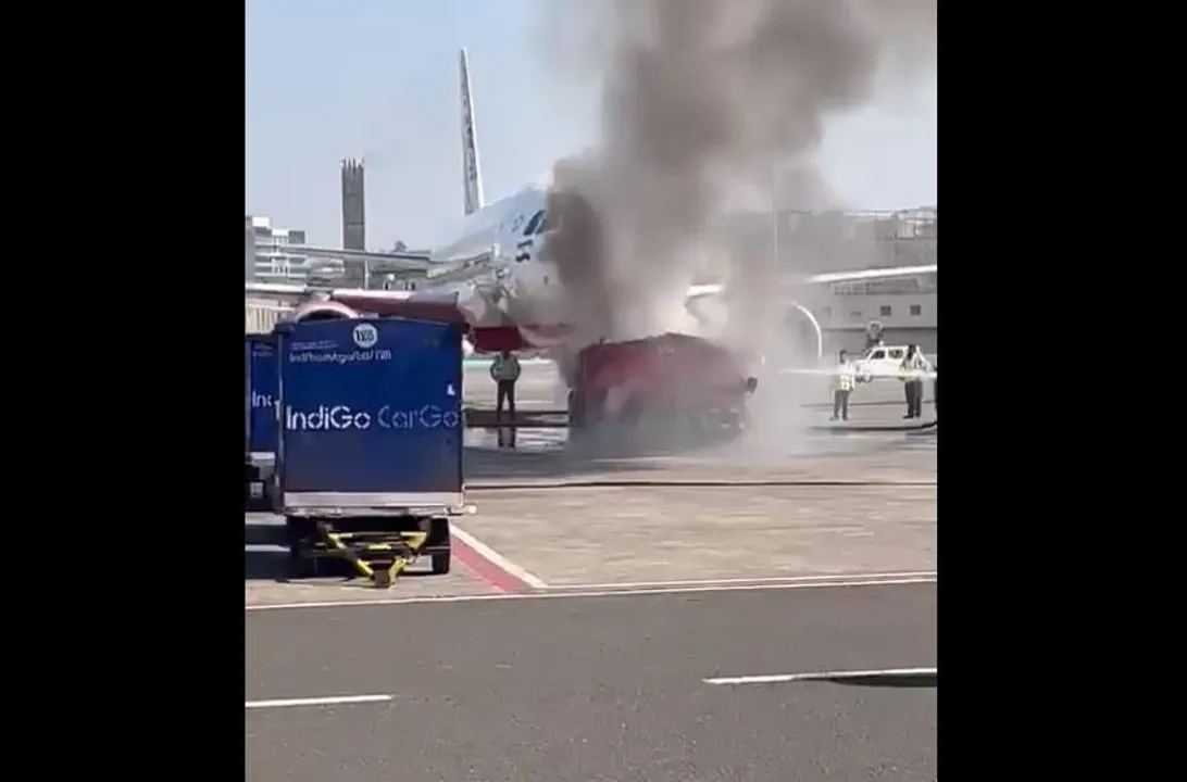  Watch: Fire engulfs pushback truck at Mumbai airport, no casualties reported