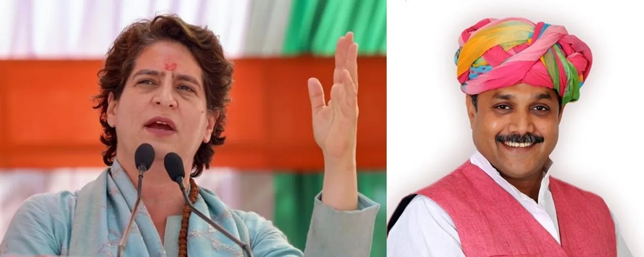  Jitendra Gothwal and Priyanka Gandhi Vadra.(photo:Jitendra Gothwal/Facebook) 
