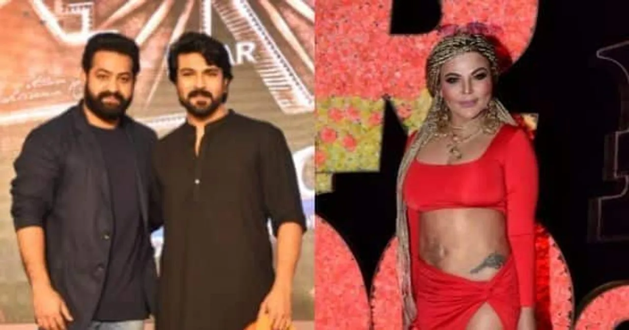  Watch: Rakhi Sawant interacts with Ram Charan and Jr NTR at 'RRR' party, gets ignored by Karan Johar
