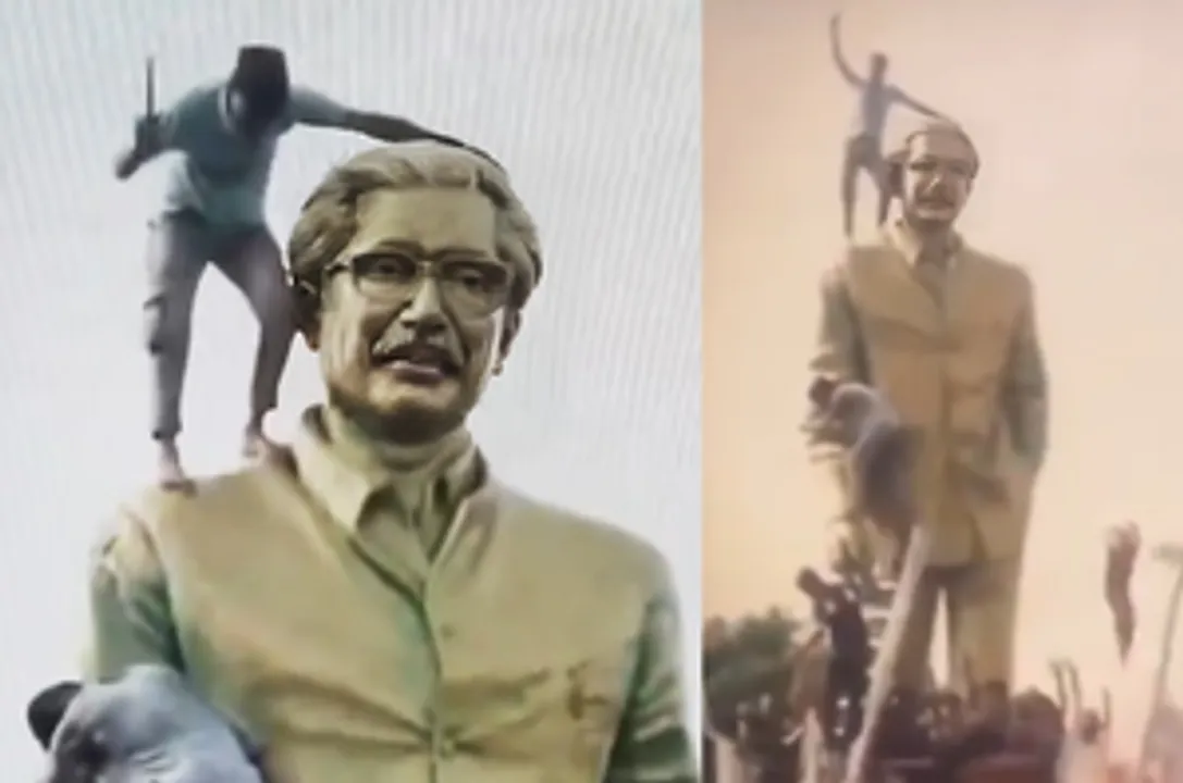  Protesters vandalise Sheikh Mujibur Rahman's statue in Dhaka