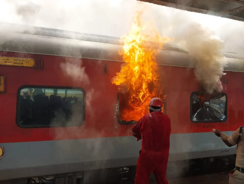 Fire breaks out in empty train at Visakhapatnam, no casualties