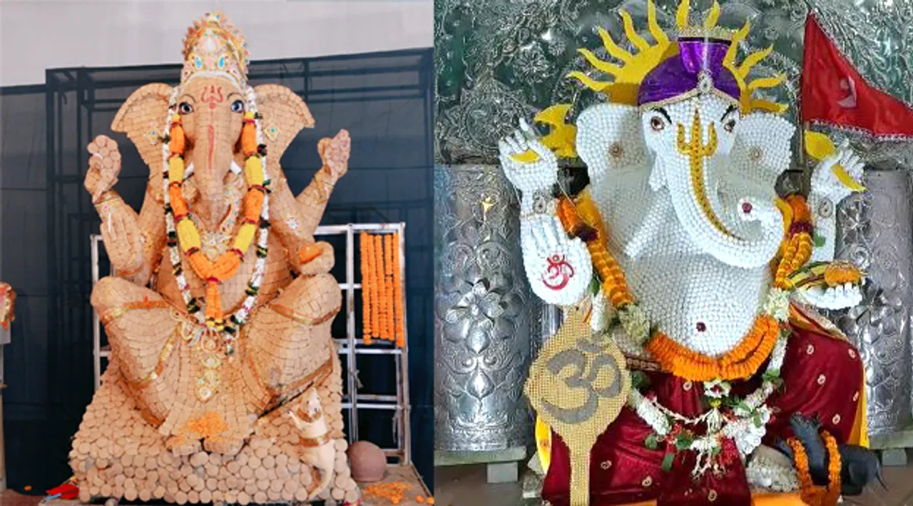  Idols of Lord Ganesh made with biscuits, camphor cubes attract devotees in Twin City