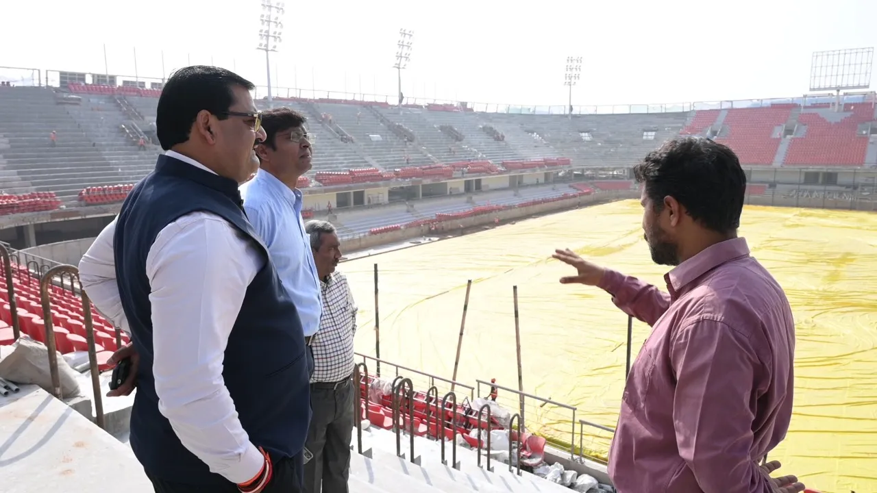  Hockey India delegation visits under-construction Birsa Munda international hockey stadium