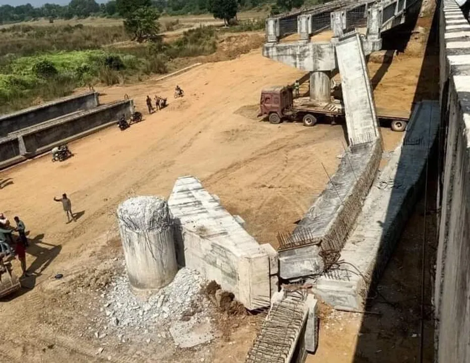  Under-construction Kusei bridge on NH-20 collapses; close shave for 3 workers