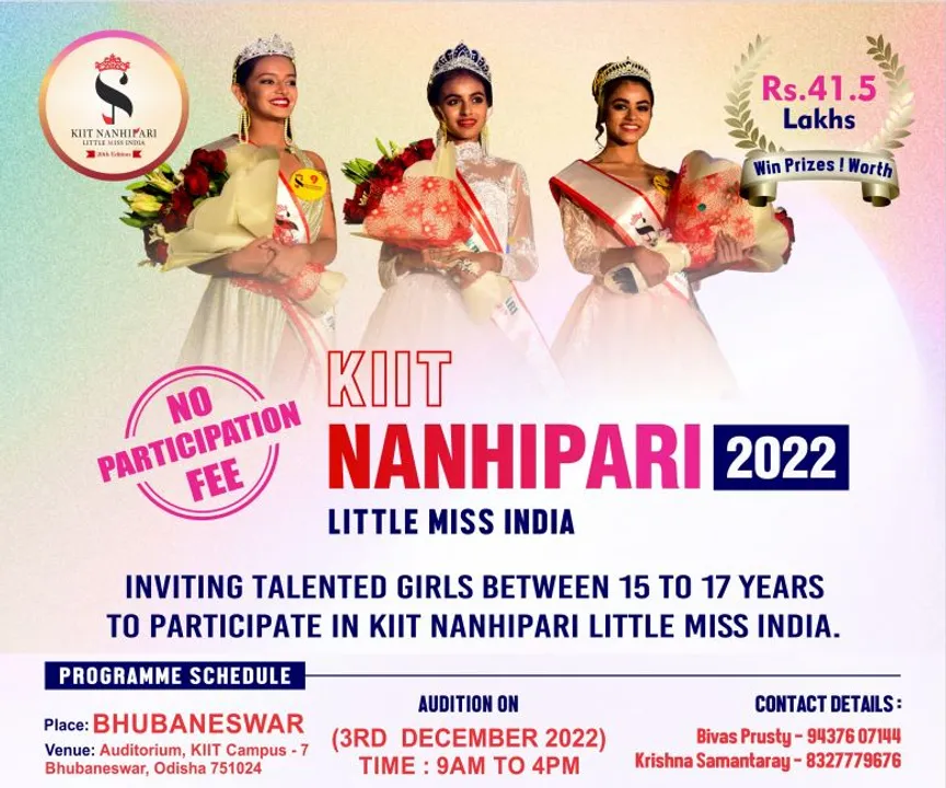  Regional audition for KIIT Nanhipari Little Miss India in Bhubaneswar tomorrow