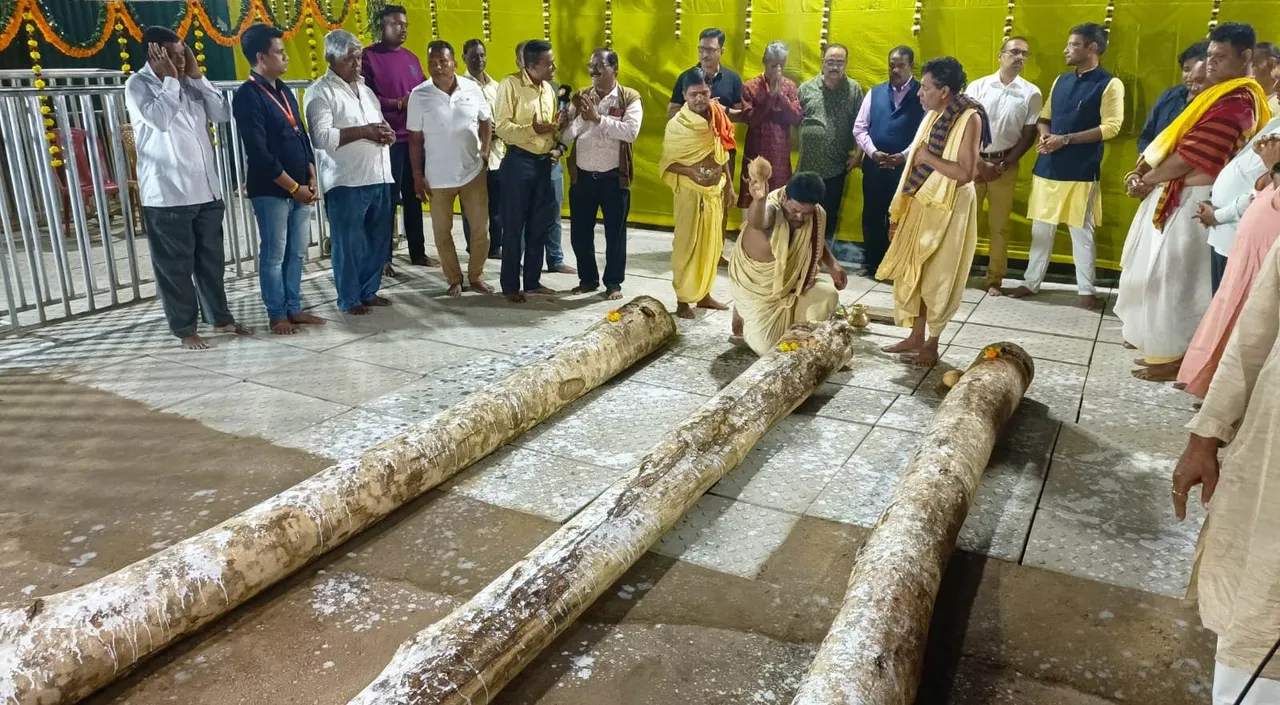  Rath Yatra prep: Jagannath Temple priests consecrate logs for chariot construction