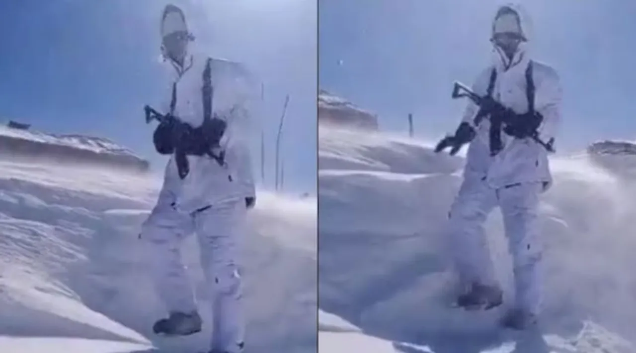  BSF Jawan braves bone-chilling cold to patrol Kashmir border [Watch Video]