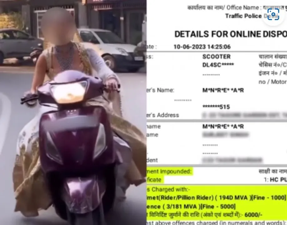  Delhi: Bride-to-be's helmetless scooter ride goes viral as police issue challan