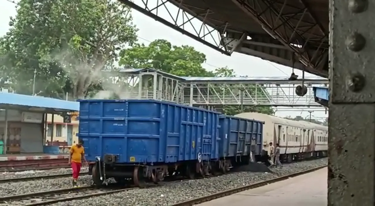  Wagon of goods train catches fire in Odisha