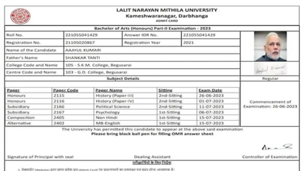  University in Bihar issues admit card with PM Modi's pic on it