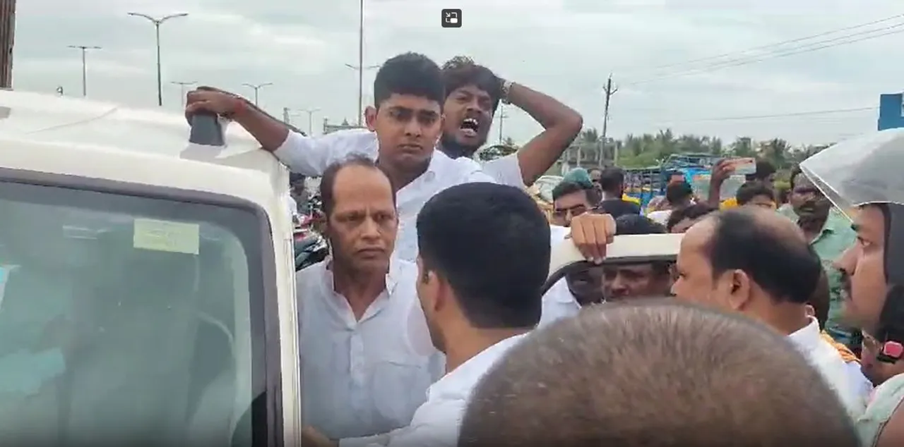  BJD workers oppose MLA Pradeep Panigrahy's visit to Ganjam, intercept his car