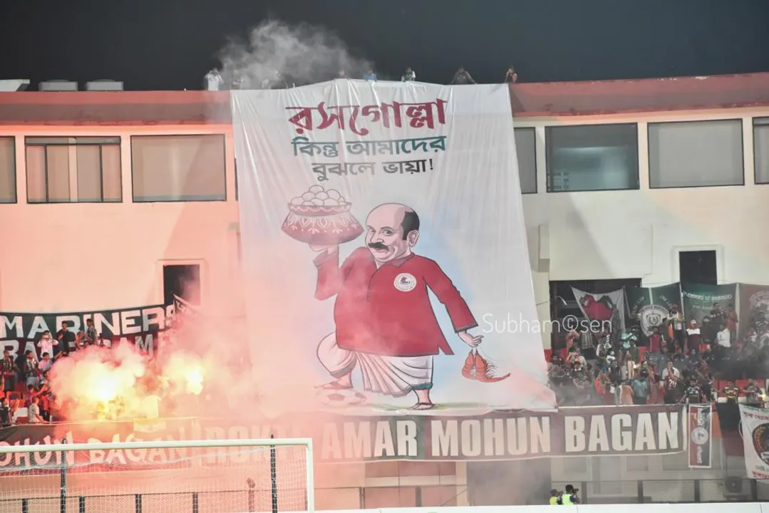  Mohun Bagan Super Giants Fans stir Rasagola controversy in AFC Cup match at Kalinga Stadium