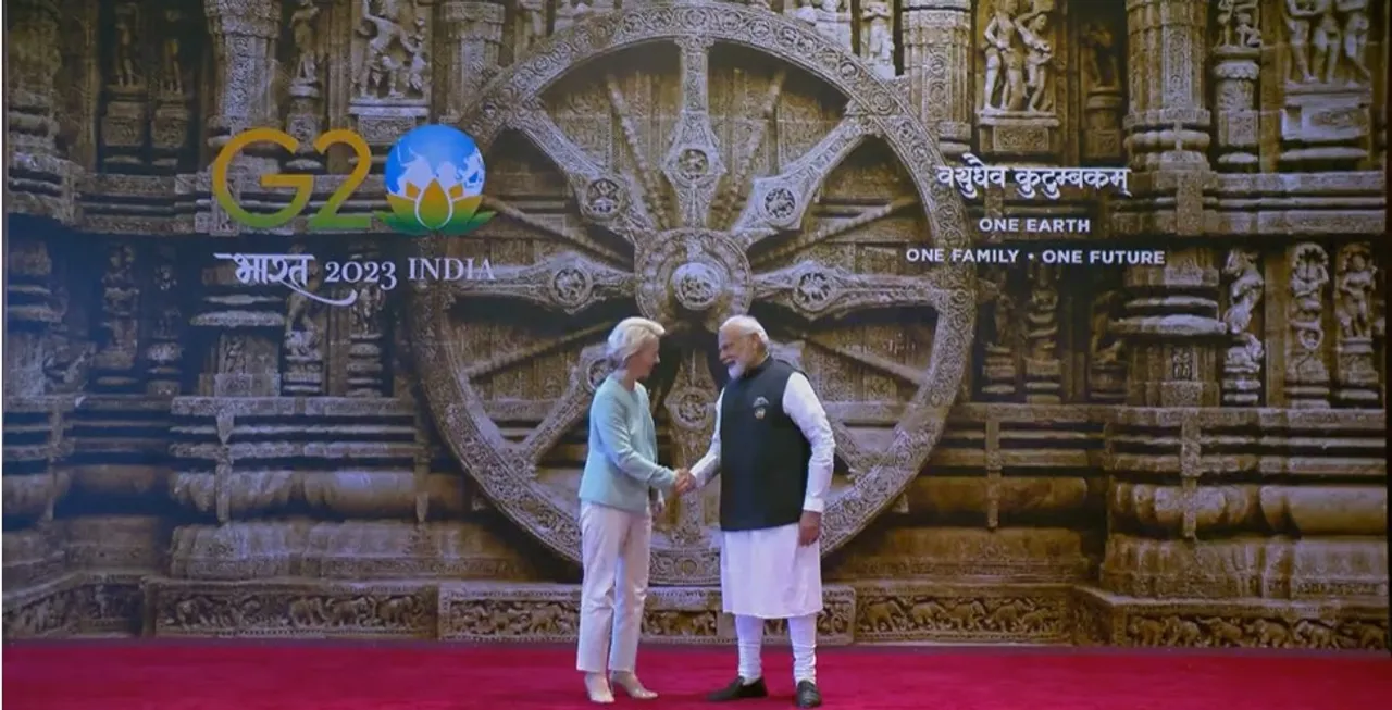  G20 Summit: Weclome handshake of world leaders with PM Modi showcases Odisha's Konark Wheel