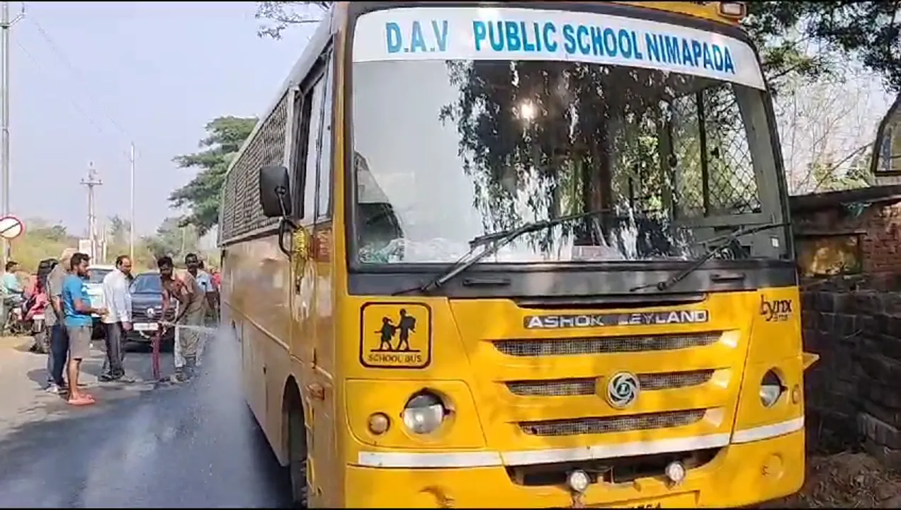  Odisha: DAV Public School bus catches fire in Konark; students unhurt