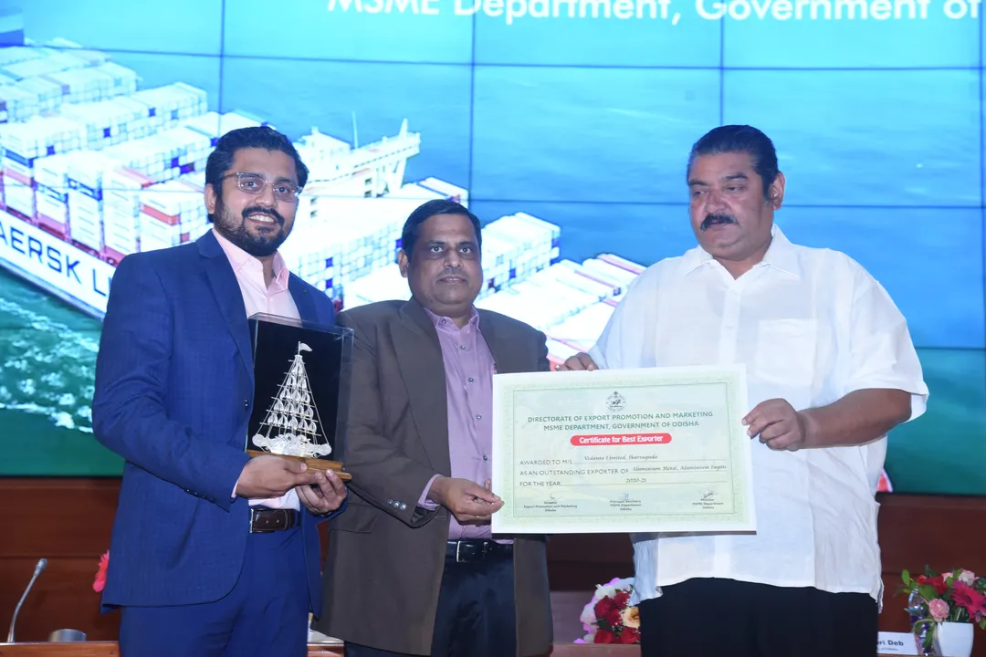 Vedanta Aluminium, Jharsuguda wins Best Exporter Award  from Odisha government