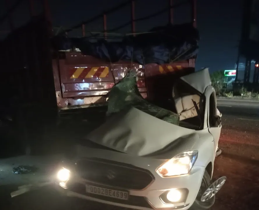  Two dead, one critical as car collides with truck on NH16 in Odisha Capital