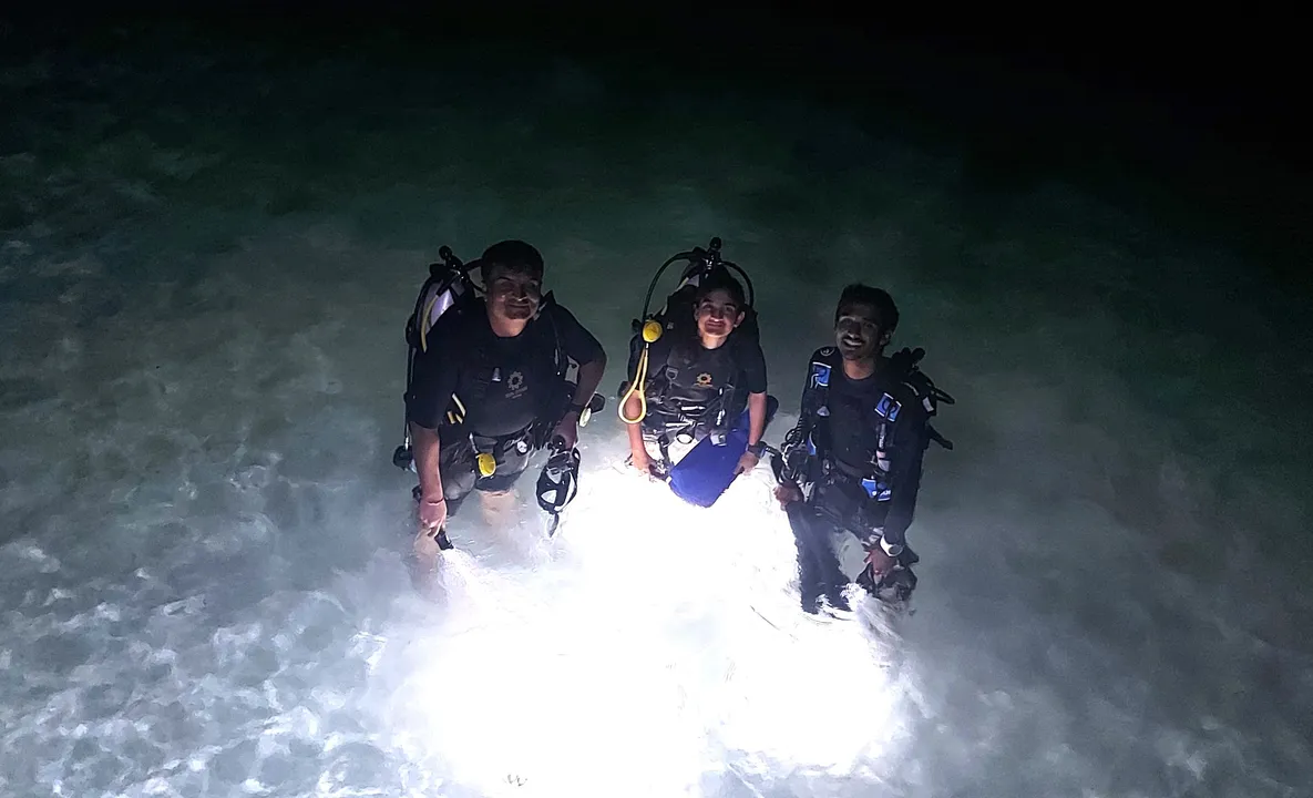 Father-daughter duo dives in the darkness of night with majestic Manta Rays