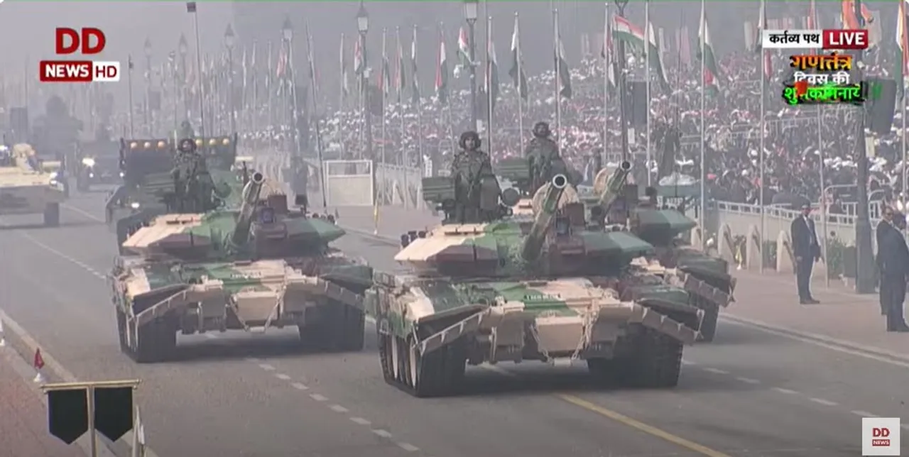  T-90 Bhishma, NAG Missile, Surface-to-Air Missile, drone jammer displayed at Kartavya Path