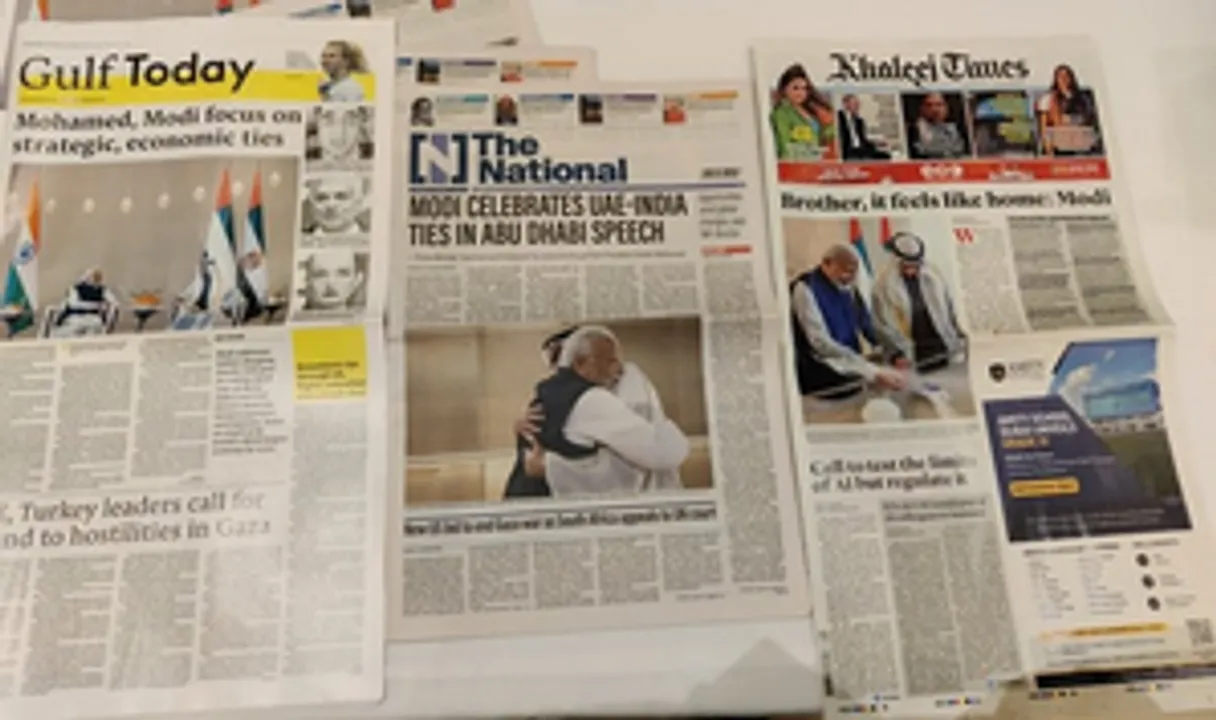 PM Modi's UAE visit gets grand coverage in Gulf newspapers