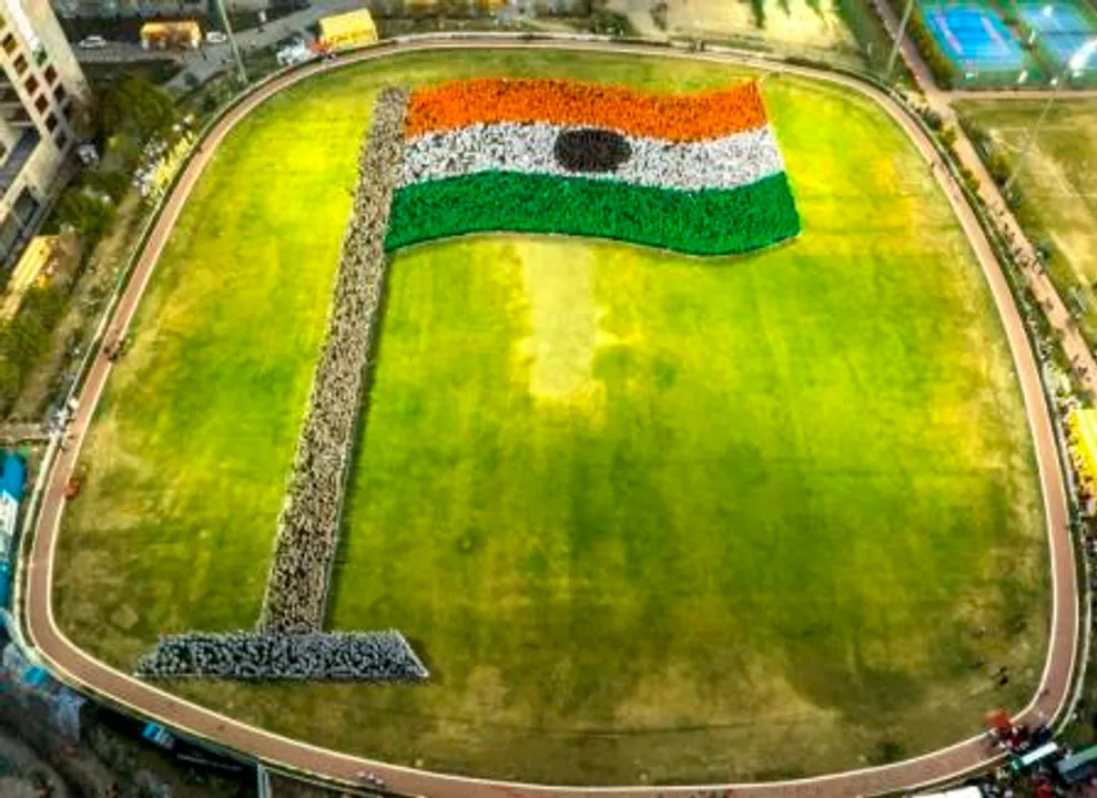  New Guinness World Record for largest human waving Indian national flag 