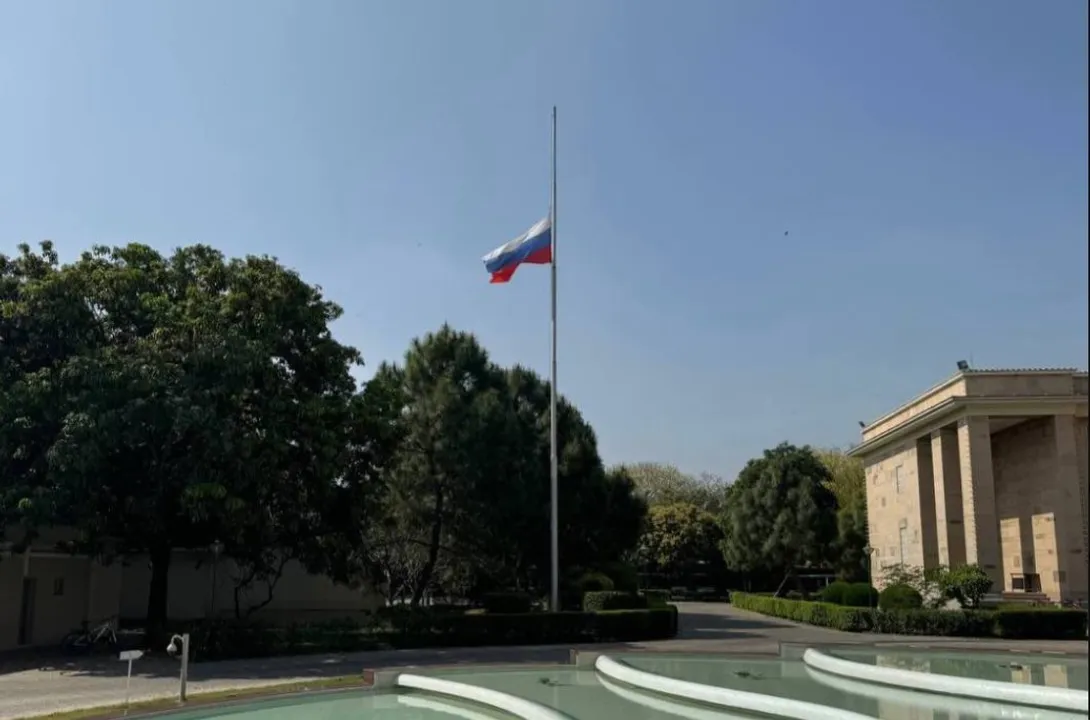  Russian Embassy in New Delhi flies national flag half-mast after Moscow terror attack
