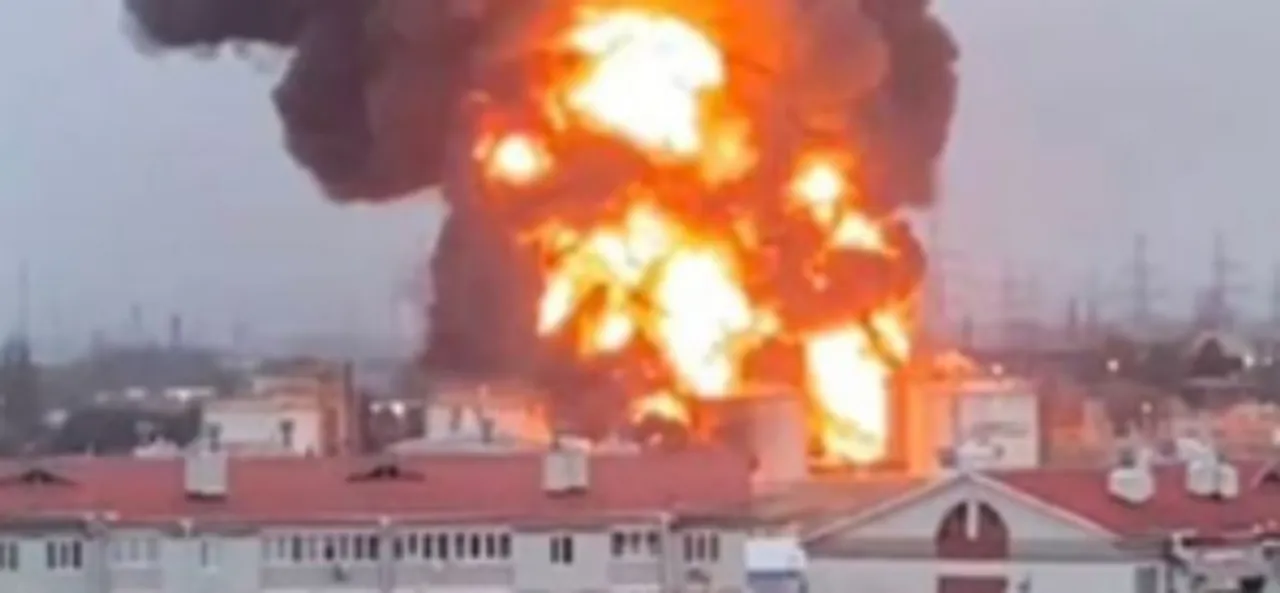  Fire breaks out at Russian oil terminal after Ukrainian drone attack