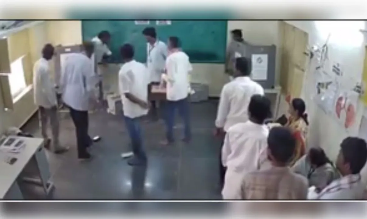  Andhra MLA Pinneli Ramakrishna Reddy caught on camera smashing EVM