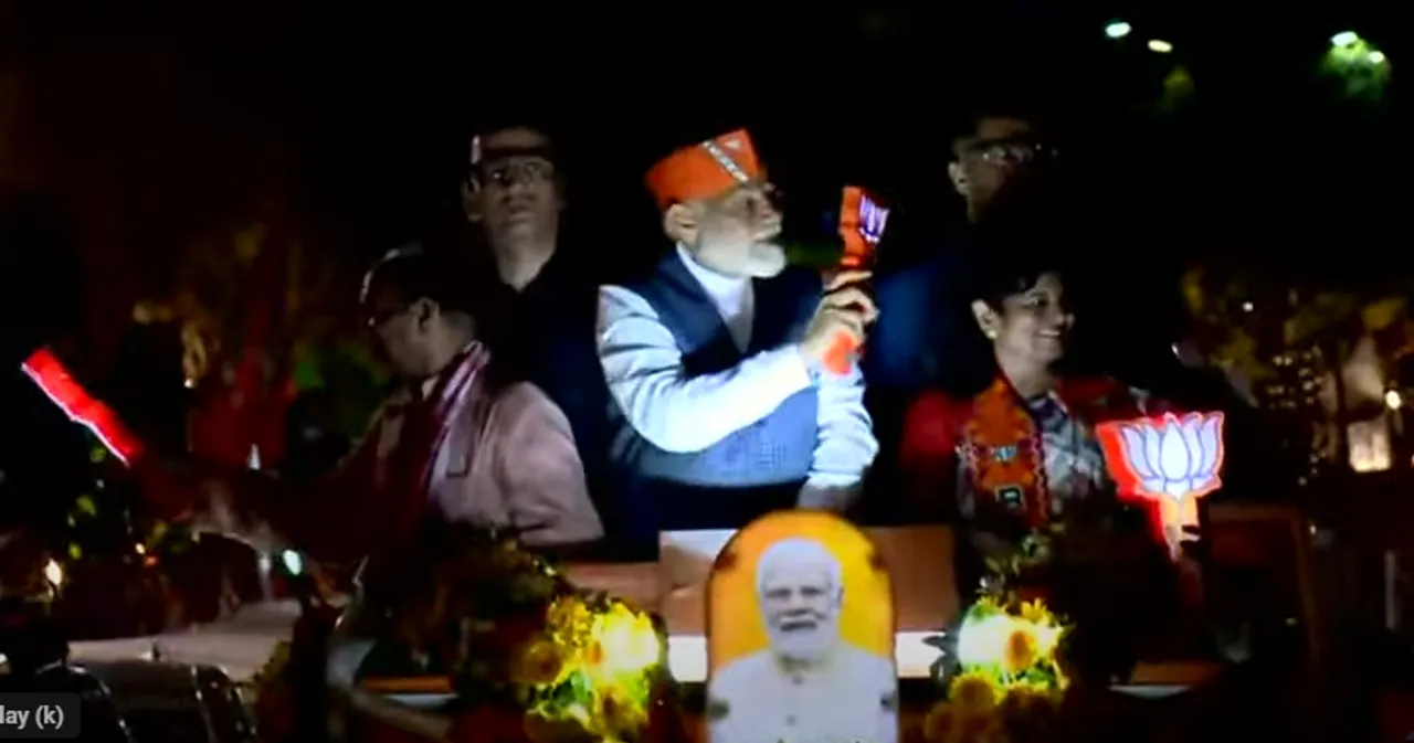  PM Modi holds mega roadshow in Odisha capital ahead of twin polls