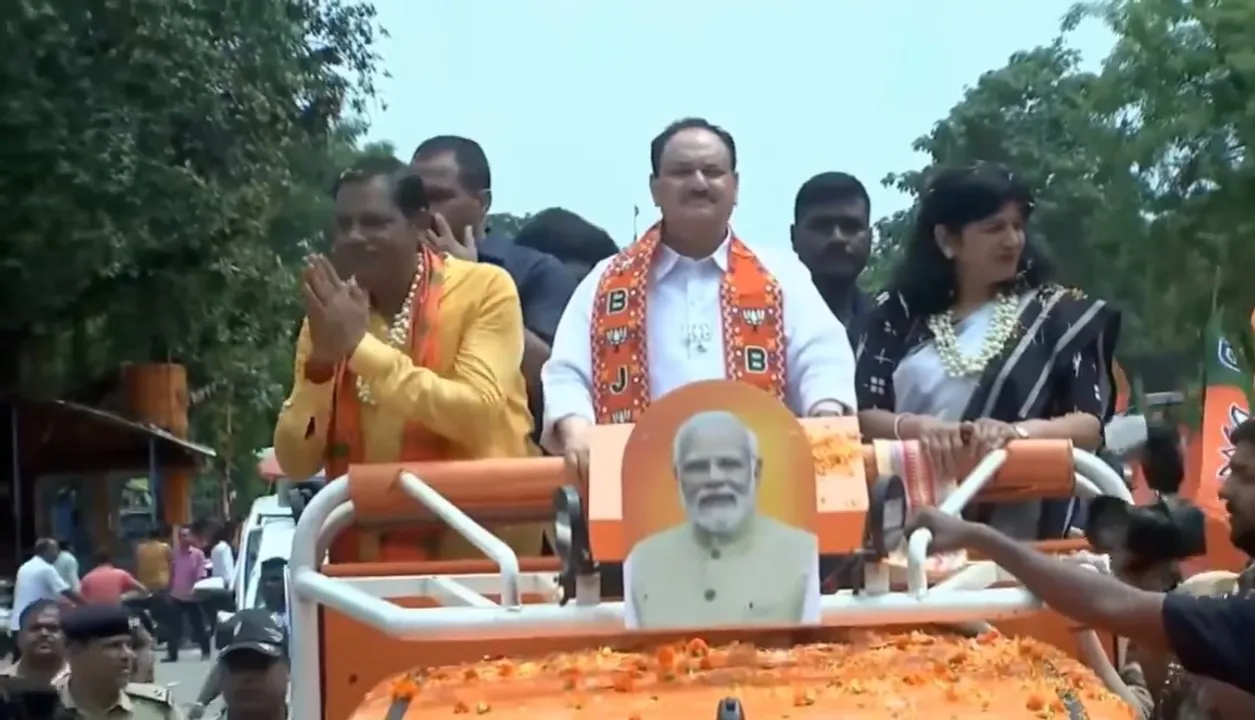  BJP president JP Nadda holds roadshow in Bhubaneswar