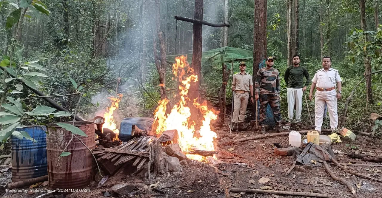  ବିପୁଳ ପରିମାଣର ଦେଶୀ ମଦ ଓ ପୋଚକୁ ଜବତ କରି ପୋଡିଦେଲେ