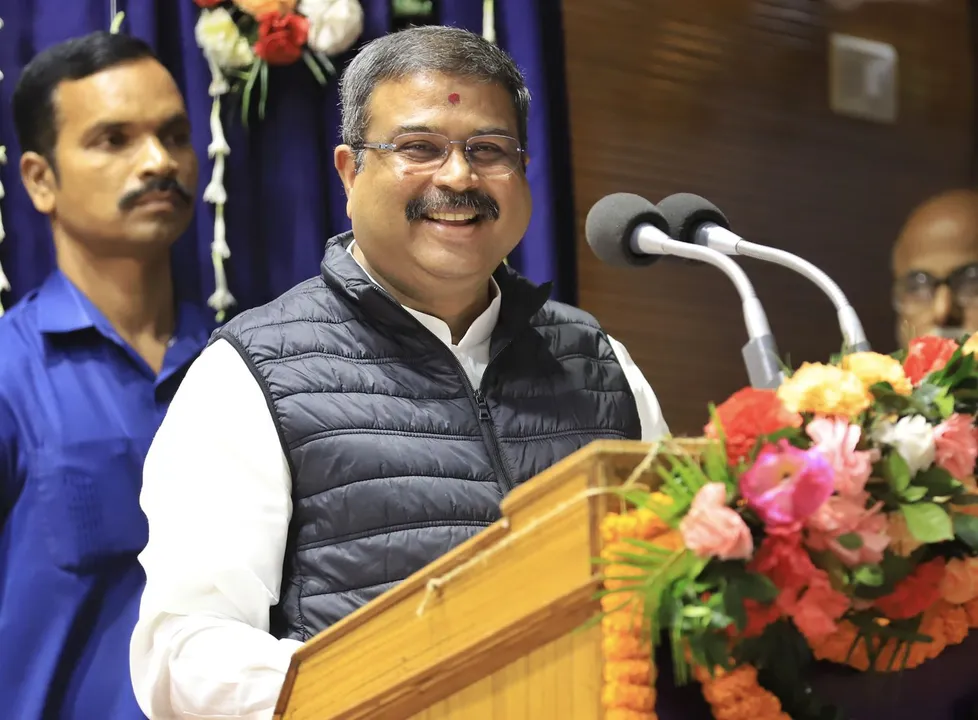 Dharmendra Pradhan at OUJ programme in Bhubaneswar.  Photograph: (Sambad ) 