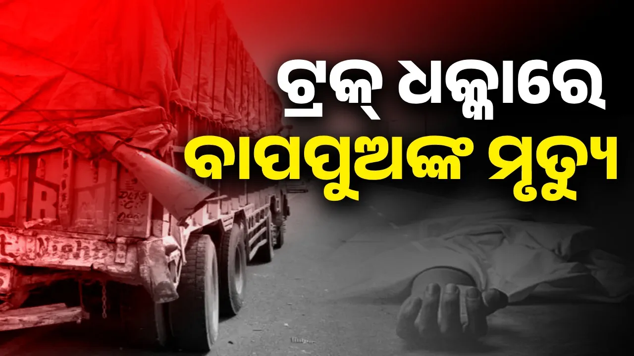  ଟ୍ରକ୍‌ ଧକ୍କାରେ ବାଇକ୍‌ରେ ଥିବା ବାପପୁଅଙ୍କ ଚାଲିଗଲା ଜୀବନ