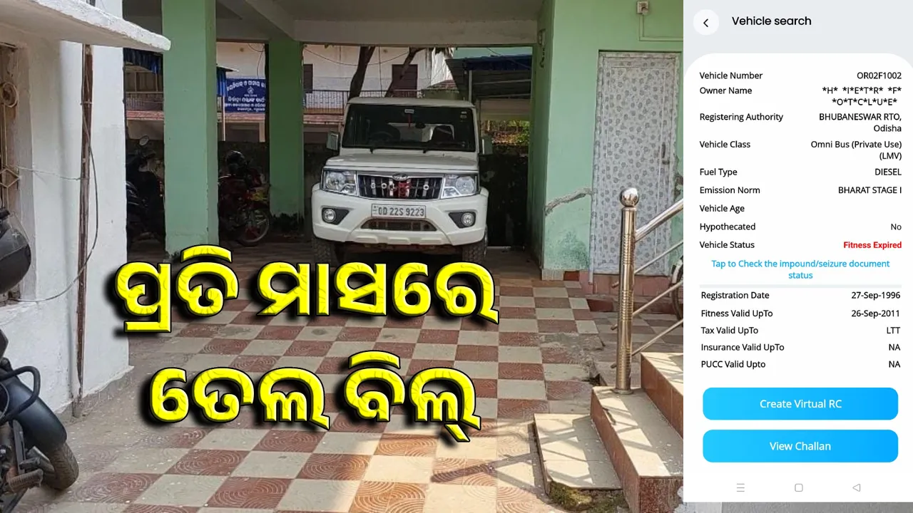  A 31 year old vehicle's monthly oil bill is Photograph: (sambad.in) 