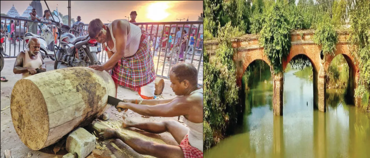  ସାଆନ୍ତେ ଆସିବେ ବୋଲି... ନଦୀରେ ଭାସିଭାସି ଆସୁଥିଲା ରଥ କାଠ