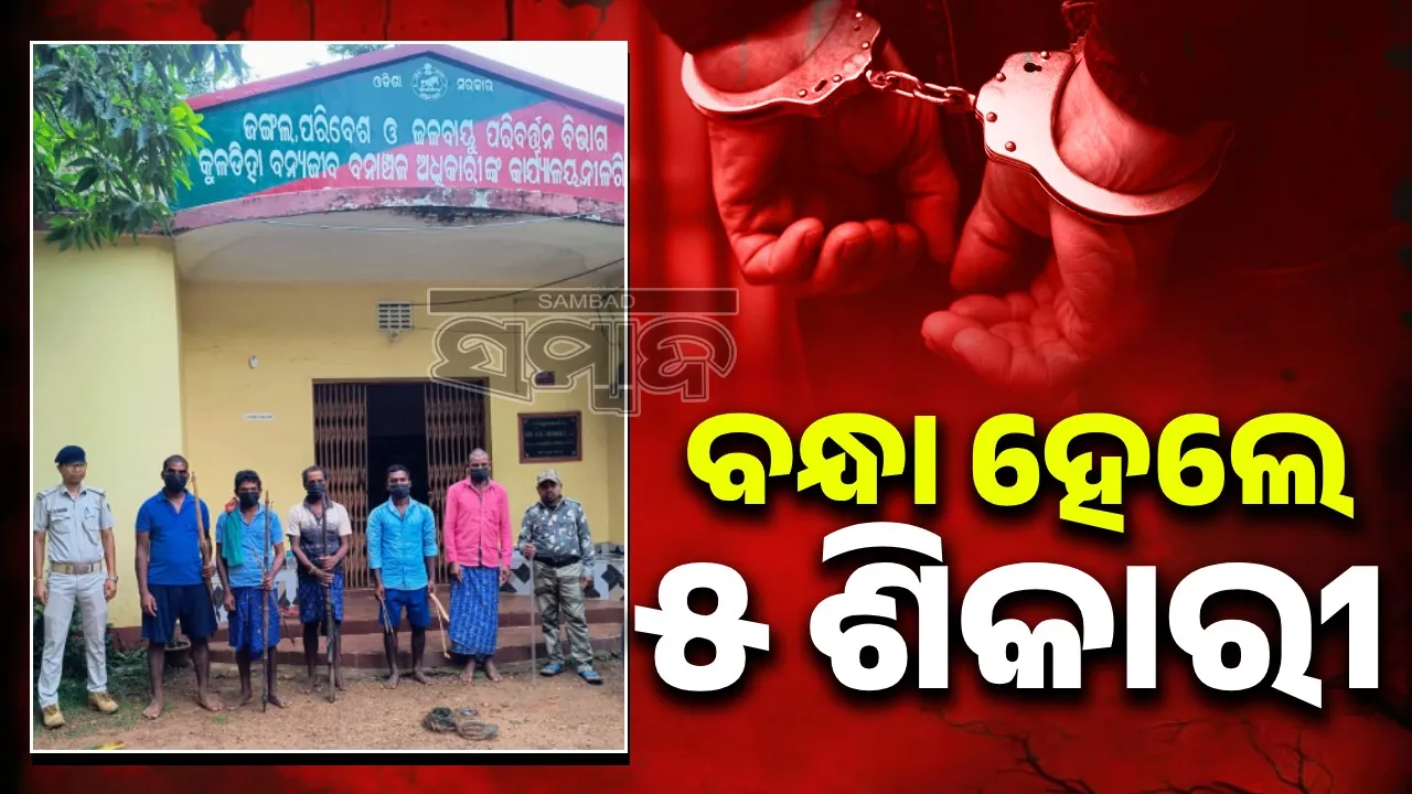 କୁଳଡିହା ଅଭୟାରଣ୍ୟରୁ ୫ ସଶସ୍ତ୍ର ଶିକାରୀ ଗିରଫ