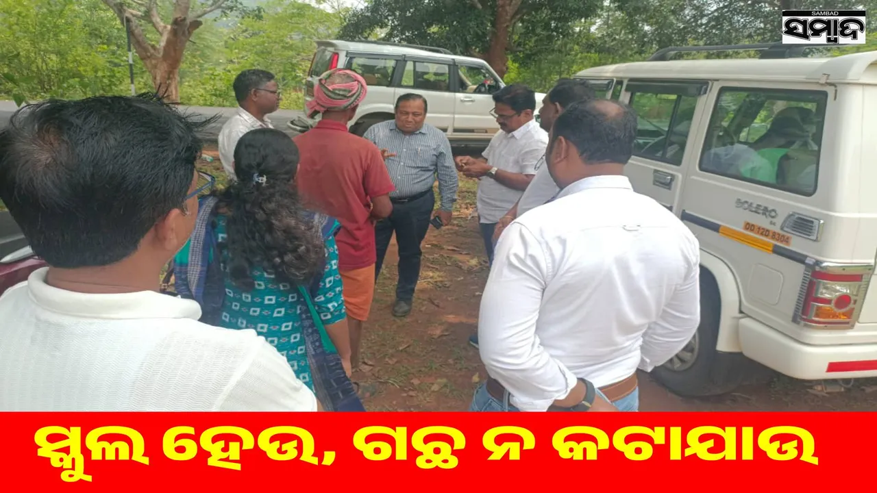  People's representatives oppose cutting of trees in the name of development: Demand to build eklavya school without cutting Photograph: (sambad.in ) 