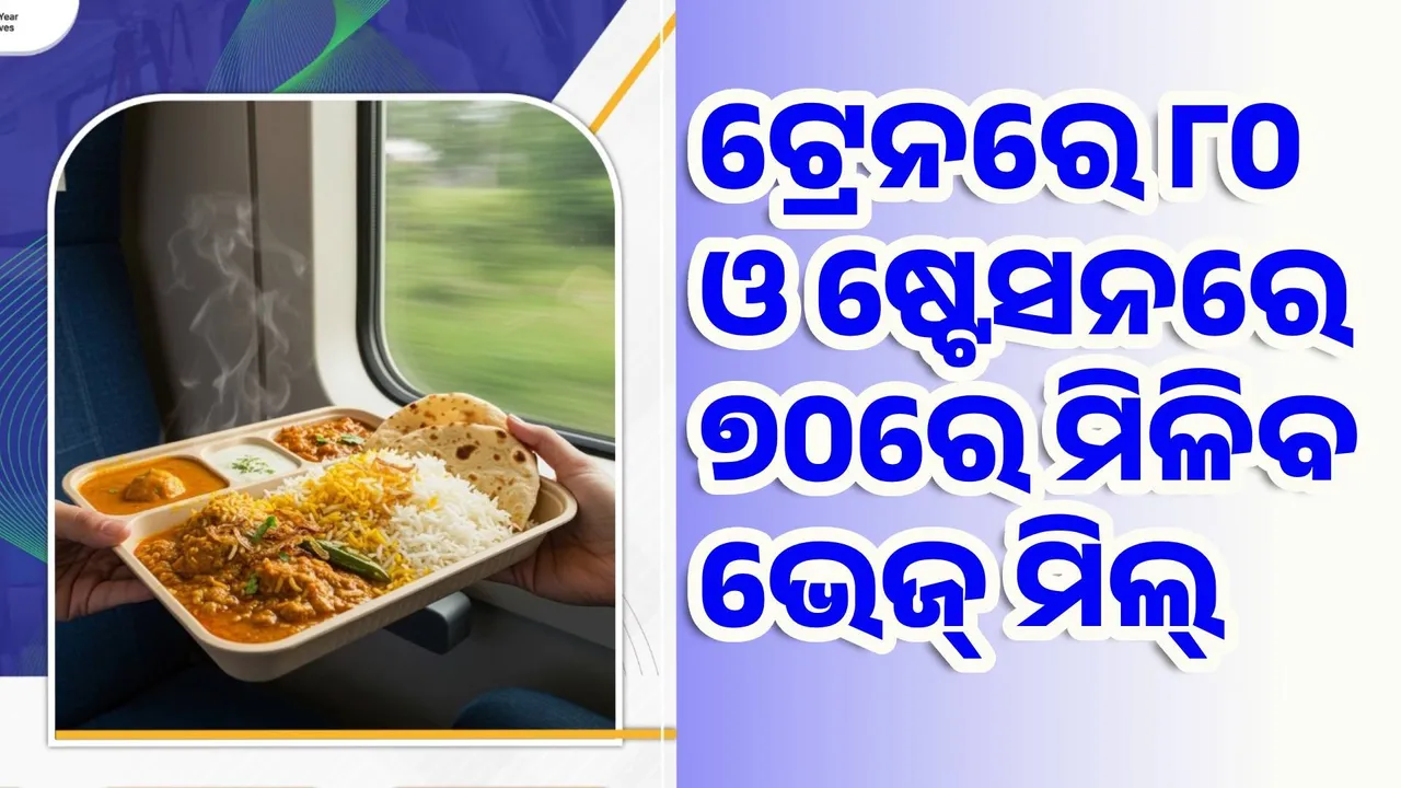  ଟ୍ରେନ ଭିତରେ ୮୦ଟଙ୍କା ଓ ଷ୍ଟେସନରେ ୭୦ ଟଙ୍କାରେ ମିଳିବ ଶାକାହାରୀ ଭୋଜନ