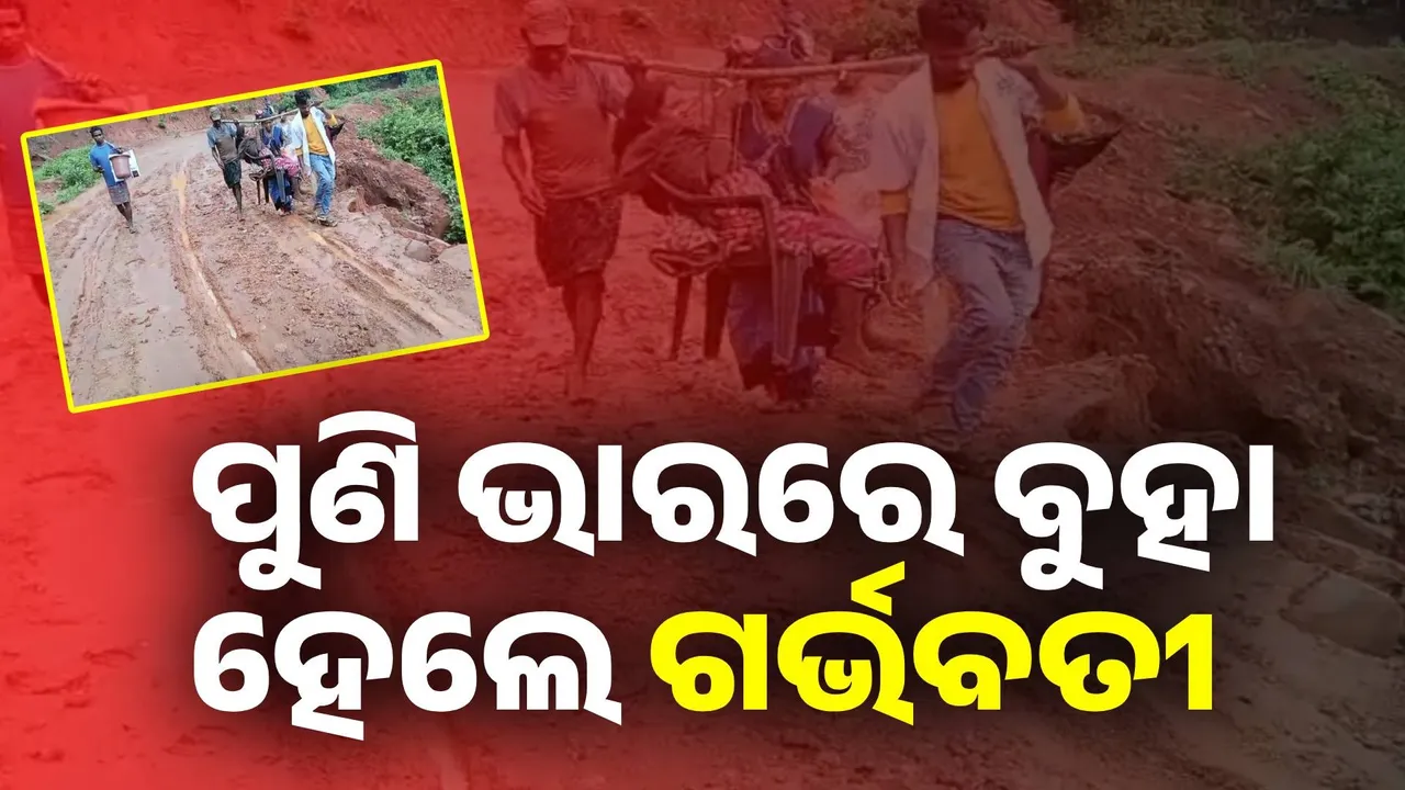  ବଣ୍ଡାଘାଟିରେ ଜନନୀ ଯନ୍ତ୍ରଣା: ୧୦ କିଲୋମିଟର ଭାରରେ ବୁହା ହେଲେ ଗର୍ଭବତୀ