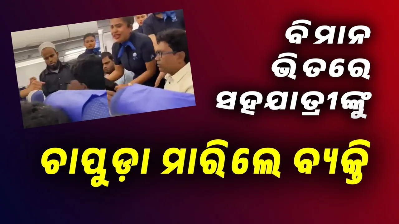  ବିମାନ ଭିତରେ ଯାତ୍ରୀଙ୍କୁ ଚାପୁଡ଼ା ମାରୁଥିବା ବ୍ୟକ୍ତିଙ୍କ ଭିଡିଓ ହେଲା ଭାଇରାଲ୍‌. ତାପରେ...