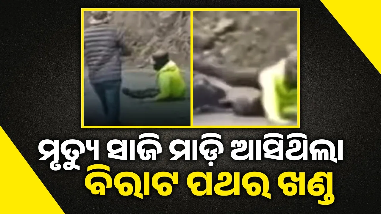  ପାହାଡ଼ ଉପରୁ ଖସି ଆସିଥିବା ବିରାଟ ପଥର ଖଣ୍ଡ ସହିତ ଧକ୍କା ଖାଇଲେ ଯୁବକ; ଅଳ୍ପକେ ବର୍ତ୍ତିଗଲା ଜୀବନ