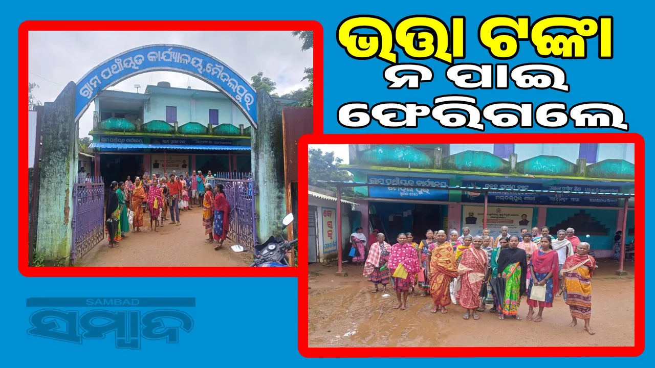  Beneficiary came for allowance money, but returned without receiving it Photograph: (sambad.in) 