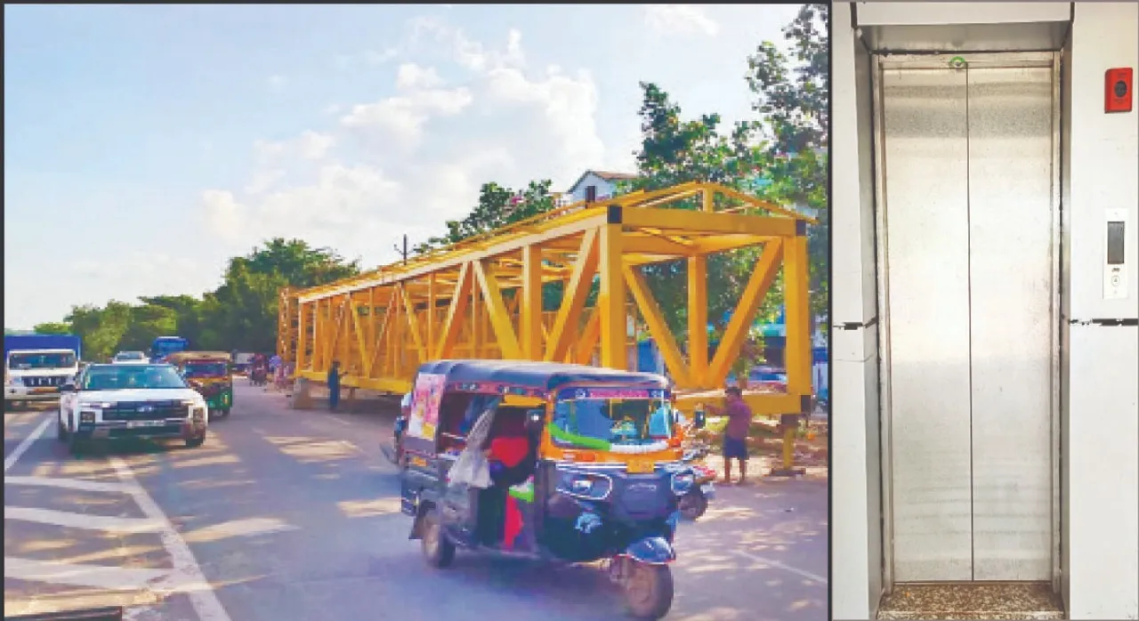  ଫୁଟ୍‌ ଓଭର୍‌ବ୍ରିଜ୍‌: ଯନ୍ତ୍ରଣା ବଢ଼ାଇଦେଲେ, କାମ କରୁନି ଅର୍ଦ୍ଧାଧିକ ଲିଫ୍‌ଟ