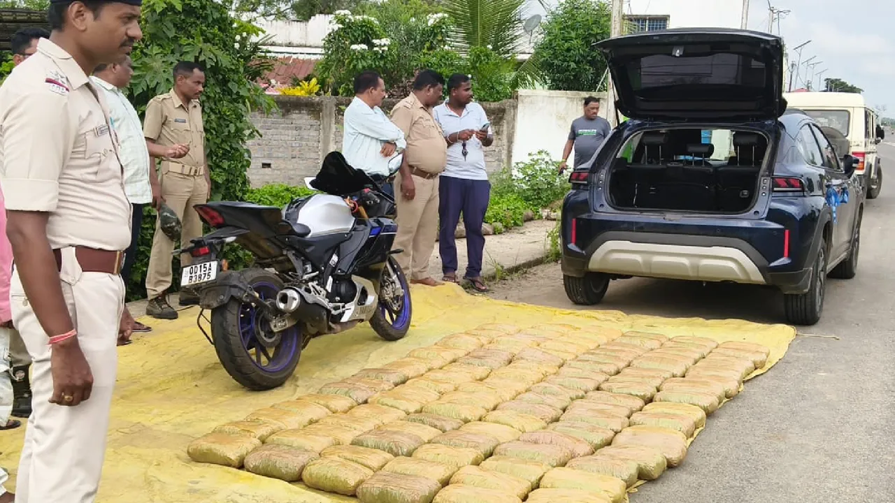  Police operation: 101 kg of ganja, bike, car seized, 3 arrested Photograph: (sambad.in) 