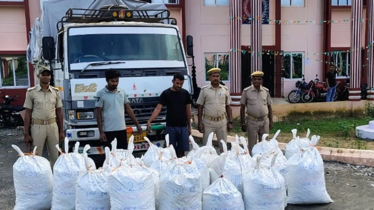  ଟ୍ରକ୍‌ ସହ ୬୧୫ କିଲୋ ଗଂଜେଇ ଜବତ, ୨ ଅଭିଯୁକ୍ତ ଗିରଫ