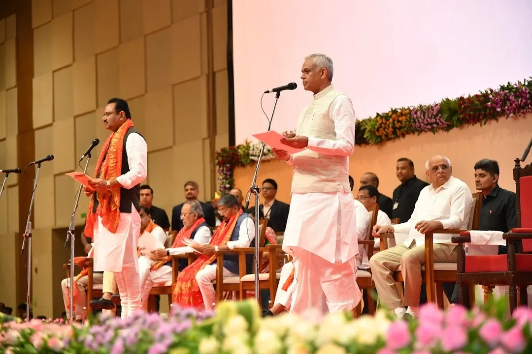  Gujarat Cabinet ministers taking oath Photograph: (@CMOGuj) 