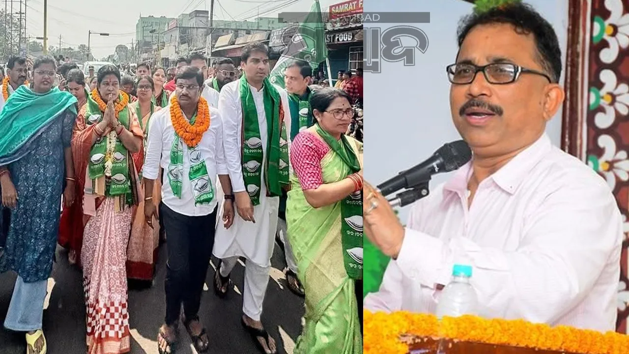  BJD leader Lenin Mohanty speak on Snehangini Chhuria. Photograph: (sambad.in) 