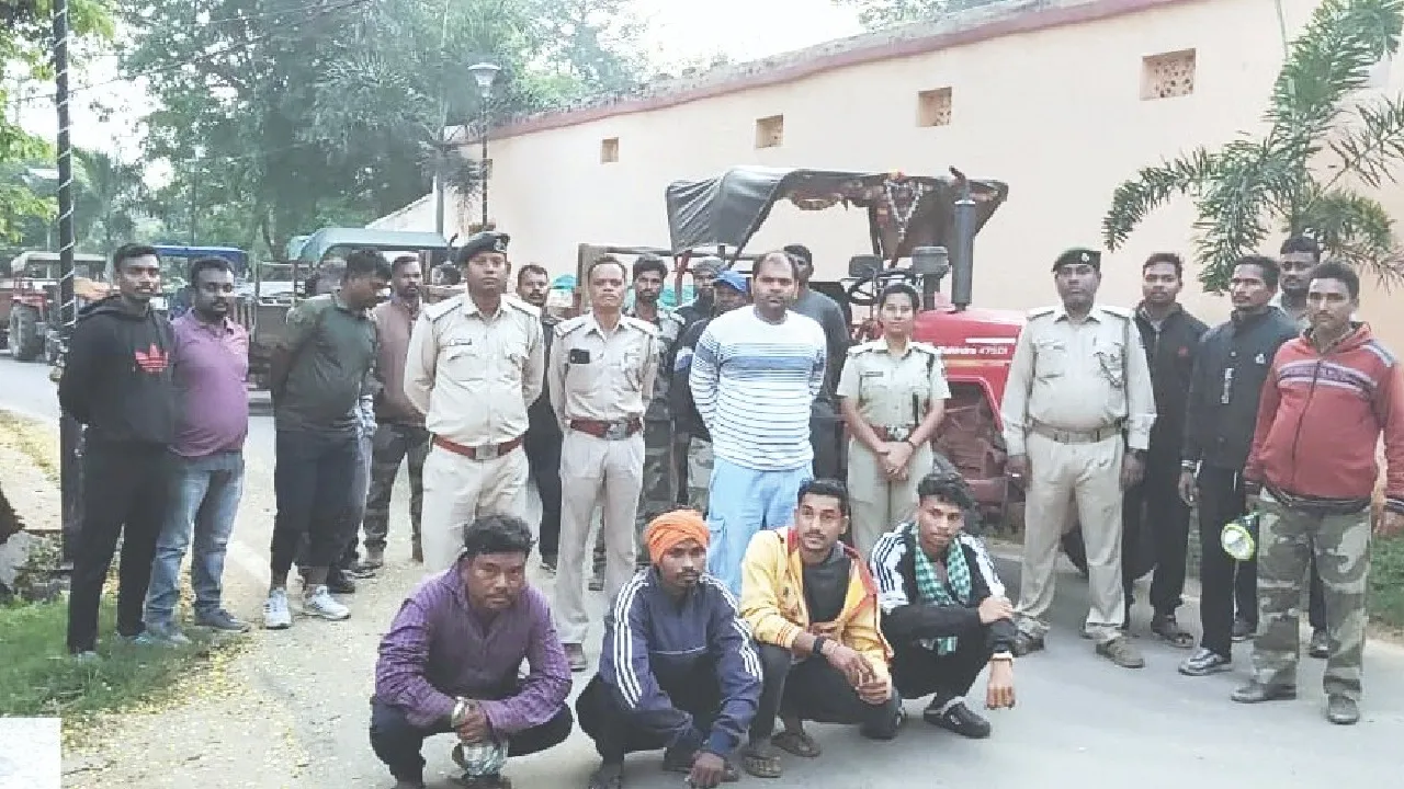  Tractors using for sand smuggling seized.` Photograph: (sambad.in) 