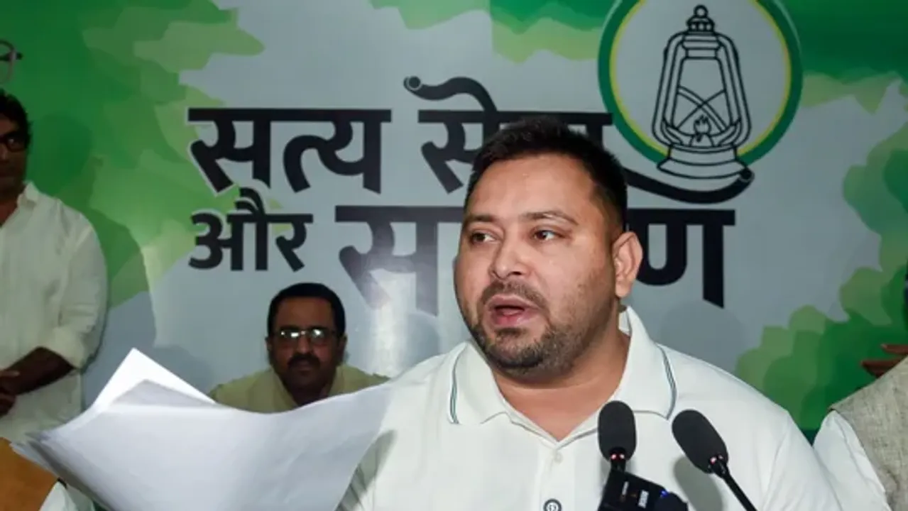  RJD leader Tejashwi Yadav is set to contest the elections from the Raghopur constituency. (@ANI) 
